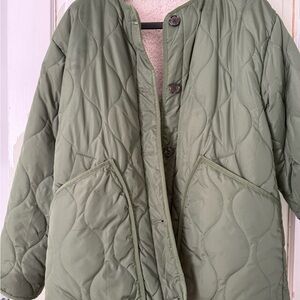 J. Crew Sage Green Quilted Puffer Jacket
